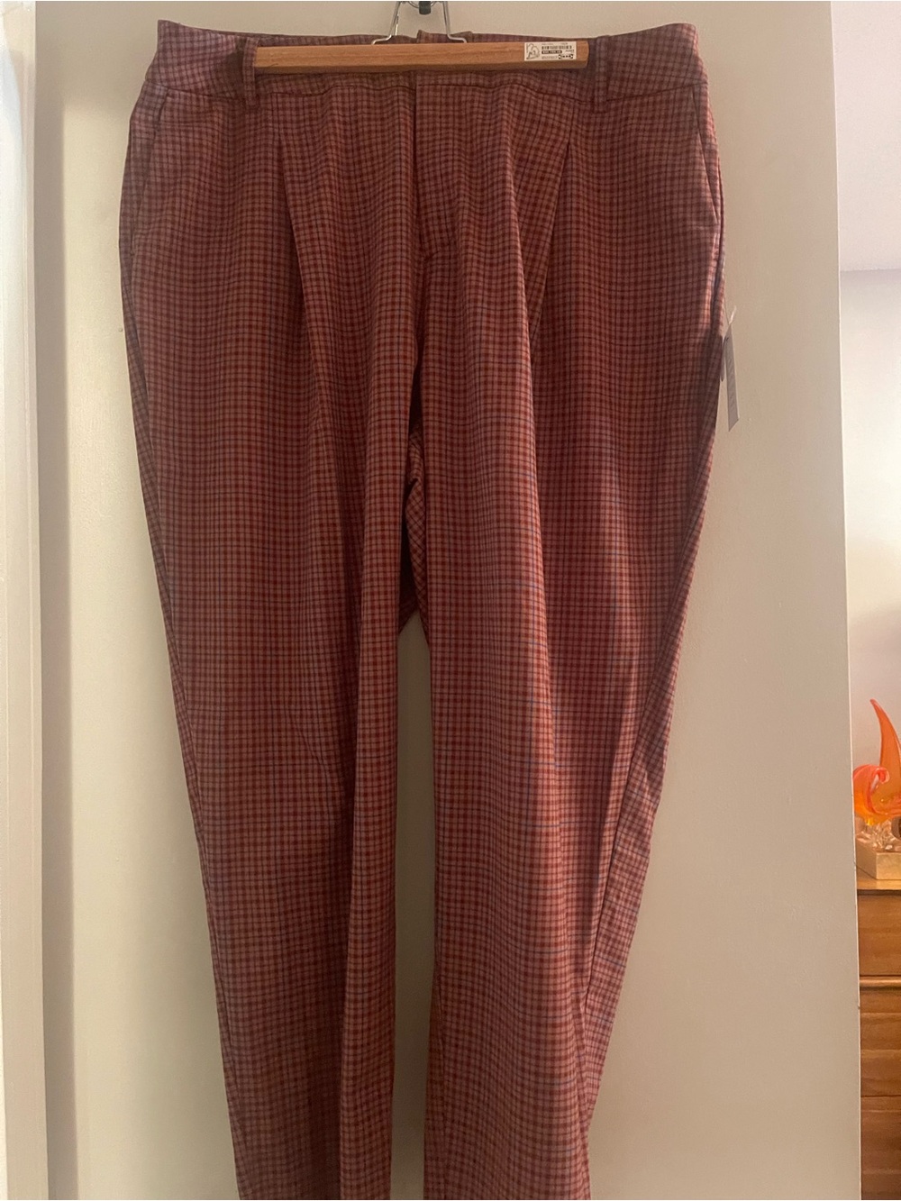 Eloquii Rust Red Plaid Straight-Leg Pants